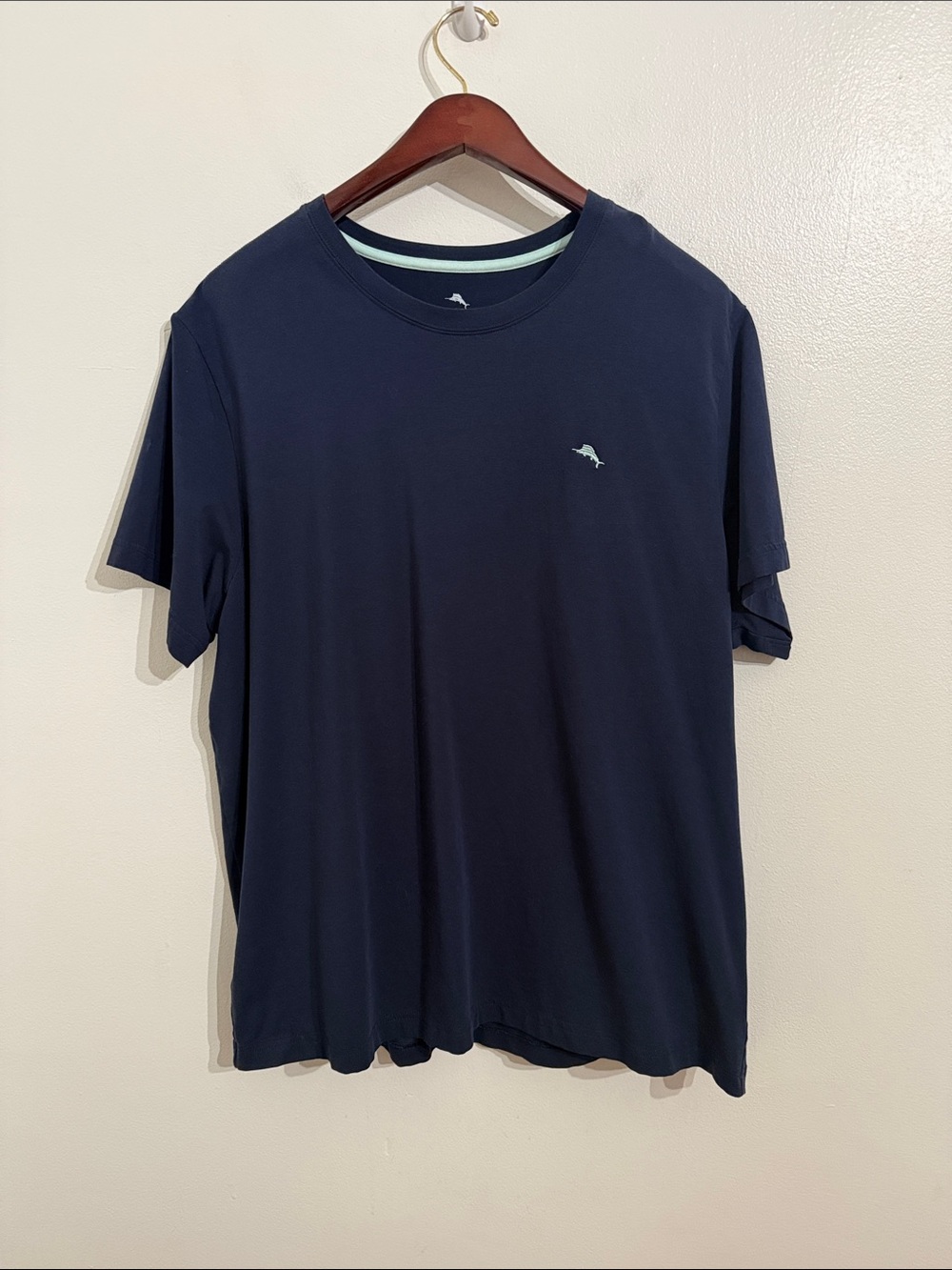 Tommy Bahama Mens Navy Short-Sleeve Crewneck T-Shirt Light Blue Logo Extra Large